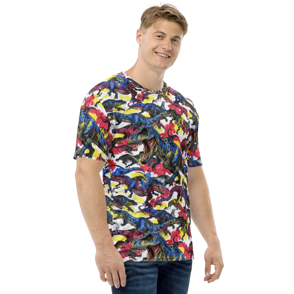 Jurassic Brushstroke on Men's Crew Neck T-Shirt — Right