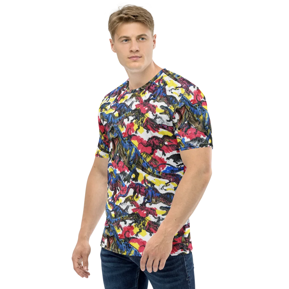 Jurassic Brushstroke on Men's Crew Neck T-Shirt — Left