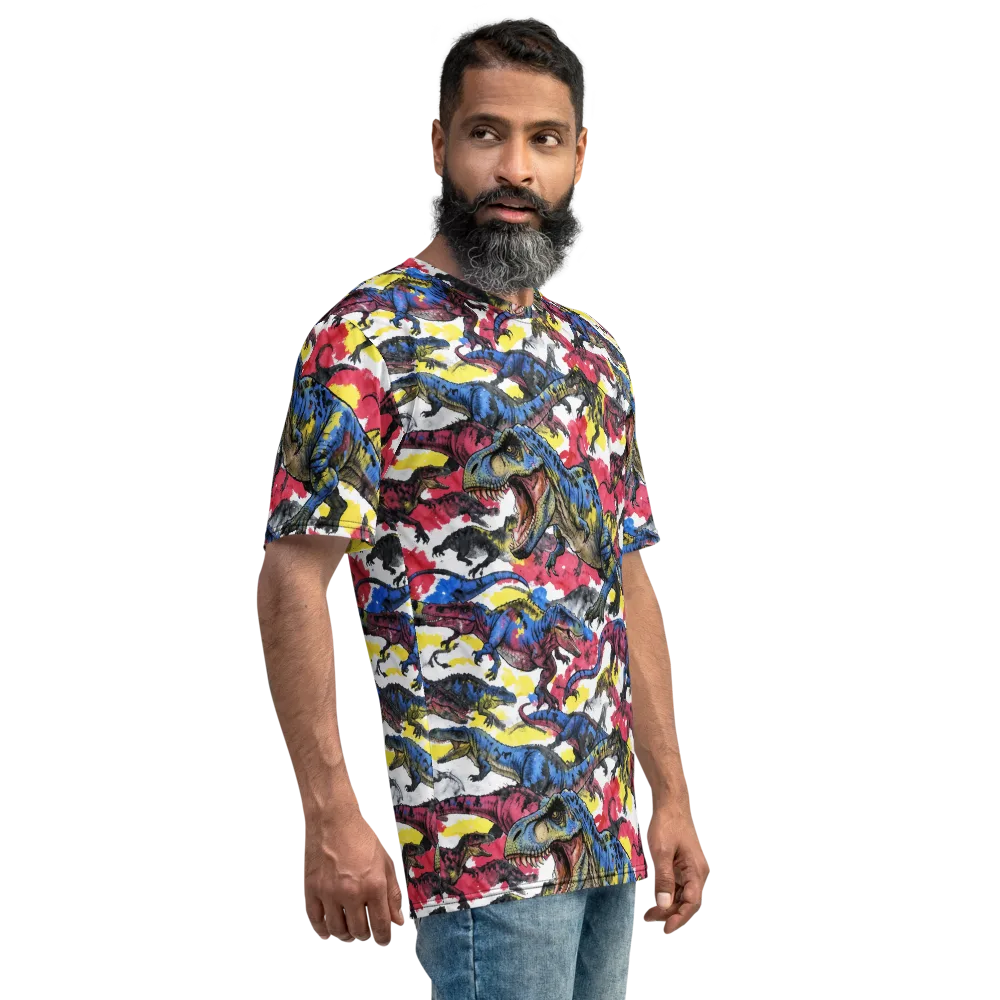 Jurassic Brushstroke on Men's Crew Neck T-Shirt — Right