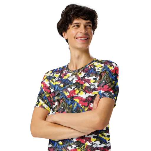 Jurassic Brushstroke on a Men's Crew Neck T-Shirt