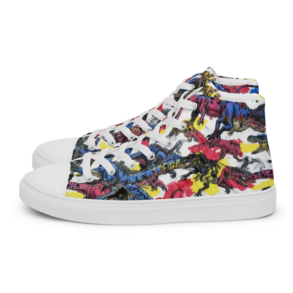 Jurassic Brushstroke on Men's High Top Canvas Shoes — Left