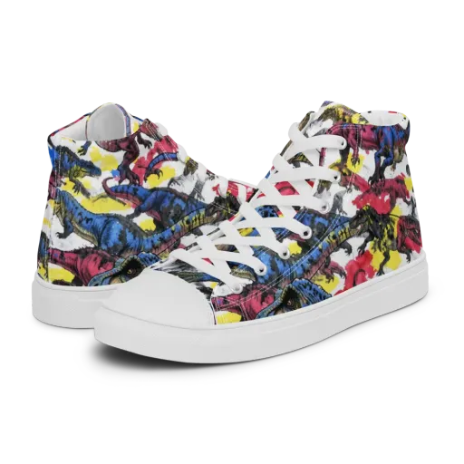 Jurassic Brushstroke on a Men's High Top Canvas Shoes