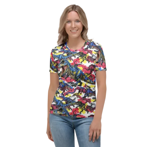 Jurassic Brushstroke on a Women's Crew Neck T-Shirt