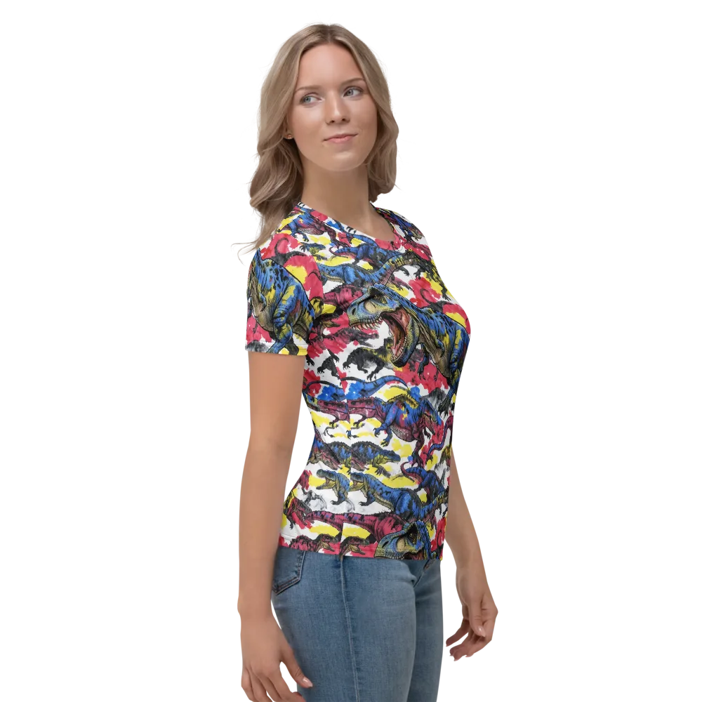 Jurassic Brushstroke on Women's Crew Neck T-Shirt — Right