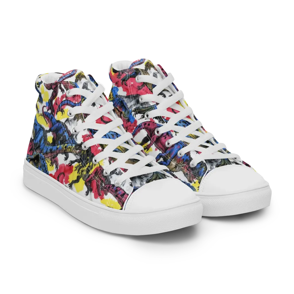 Jurassic Brushstroke on Women's High Top Canvas Shoes — Right Front