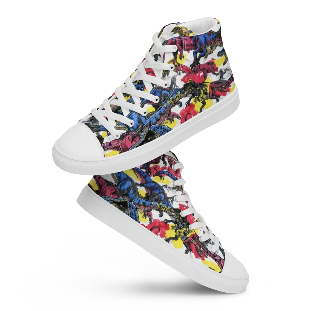 Jurassic Brushstroke on Women's High Top Canvas Shoes — Front