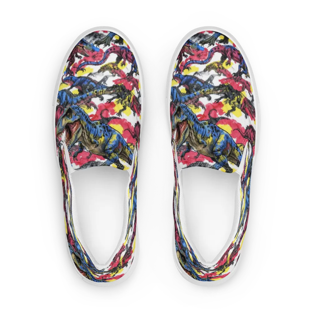 Jurassic Brushstroke on Men's Slip-On Canvas Shoes — Front