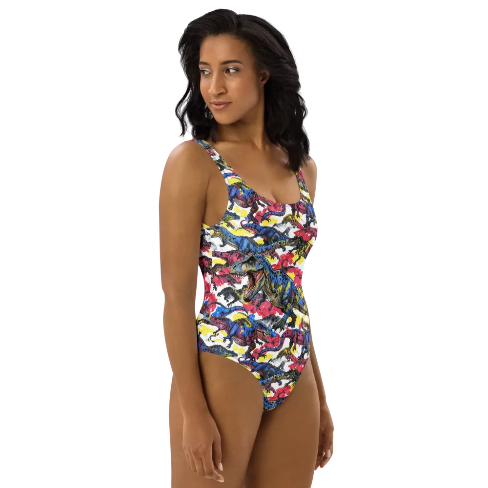 Jurassic Brushstroke on One-Piece Swimsuit — Right