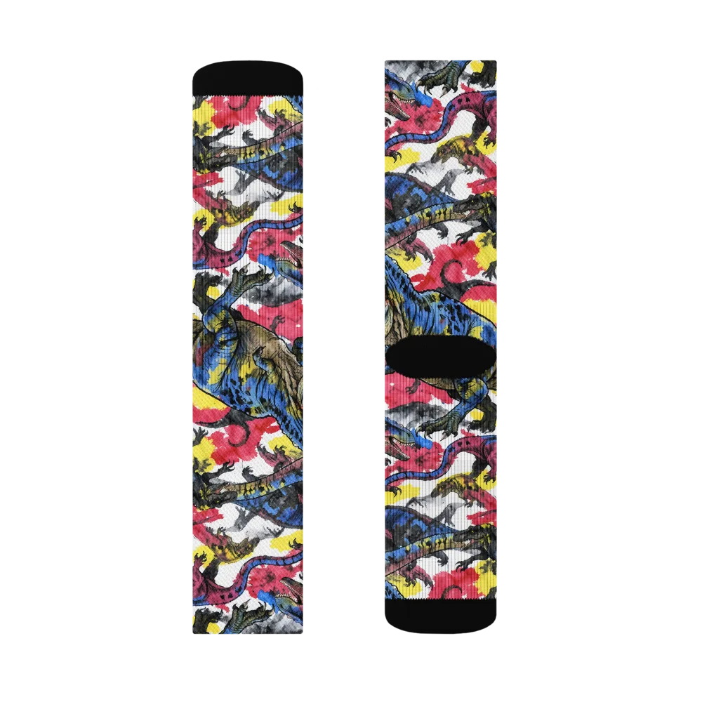 Jurassic Brushstroke on Socks — Left Sock