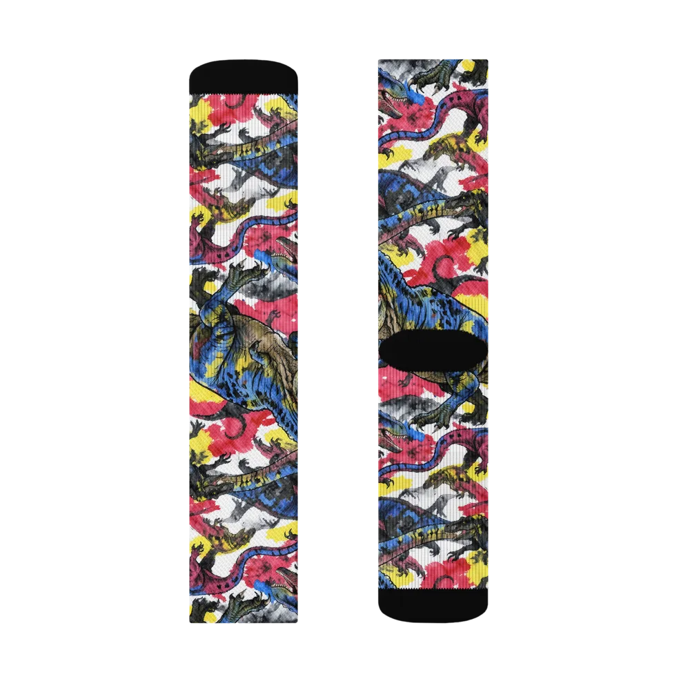 Jurassic Brushstroke on Socks — Right Sock