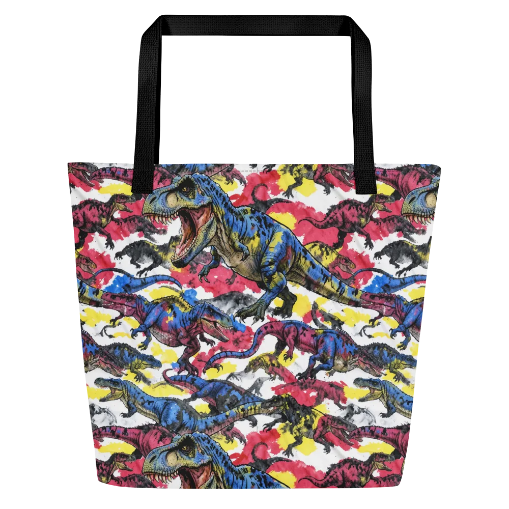 Jurassic Brushstroke on Large Tote Bag W/ Pocket — Front