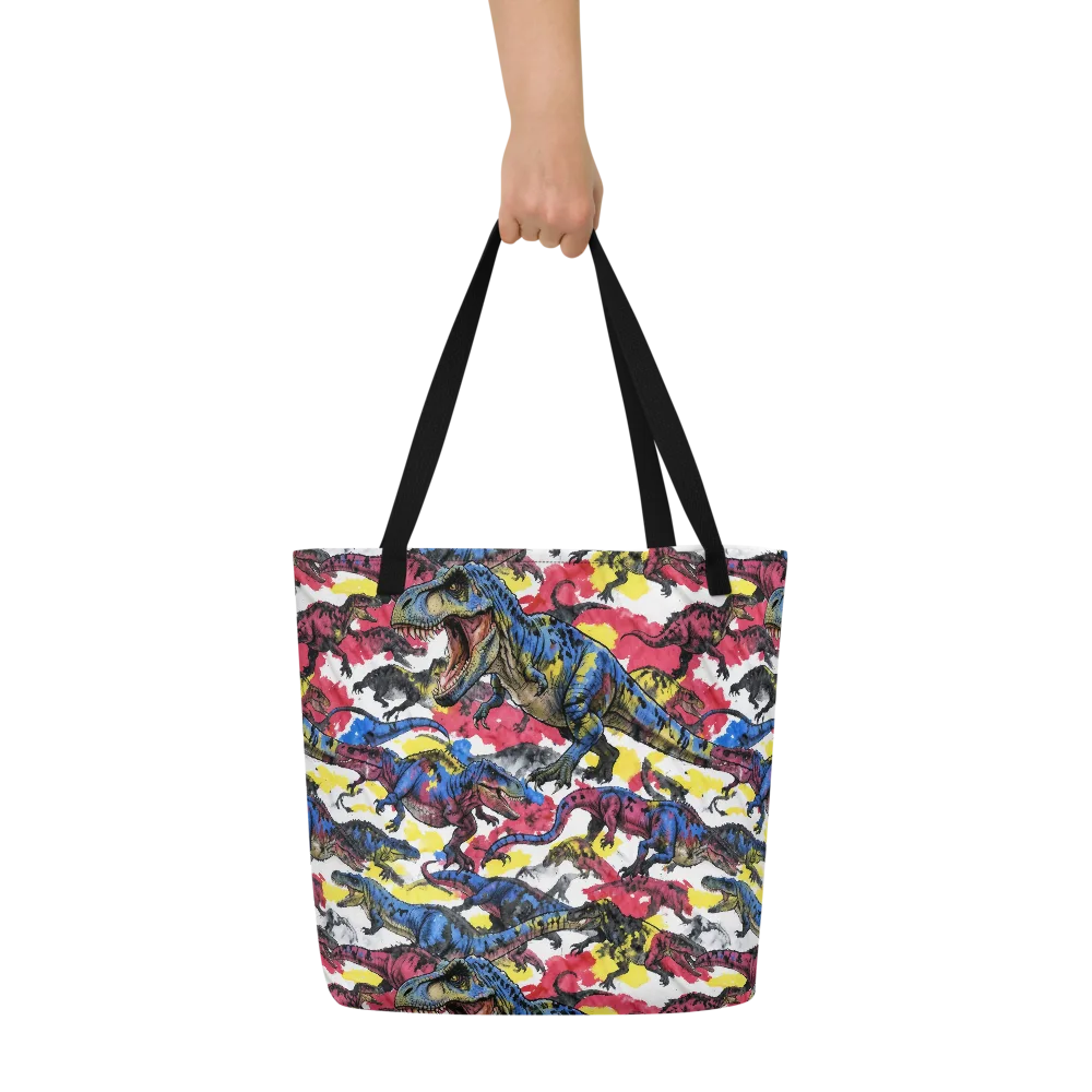 Jurassic Brushstroke on Large Tote Bag W/ Pocket — Front