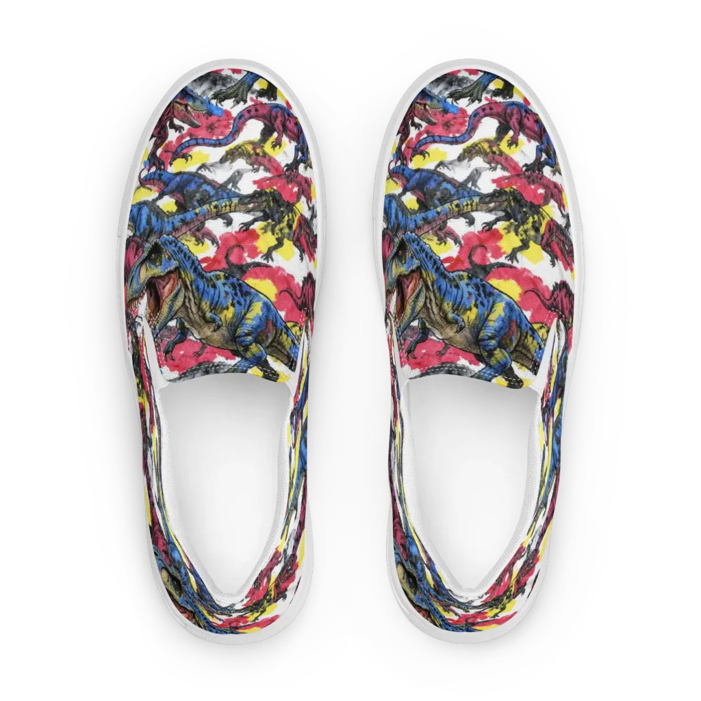 Jurassic Brushstroke on Women's Slip-On Canvas Shoes — Front