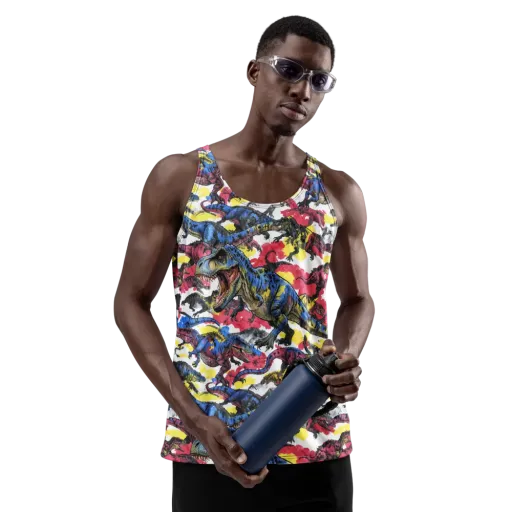 Jurassic Brushstroke on a Men's Tank Top