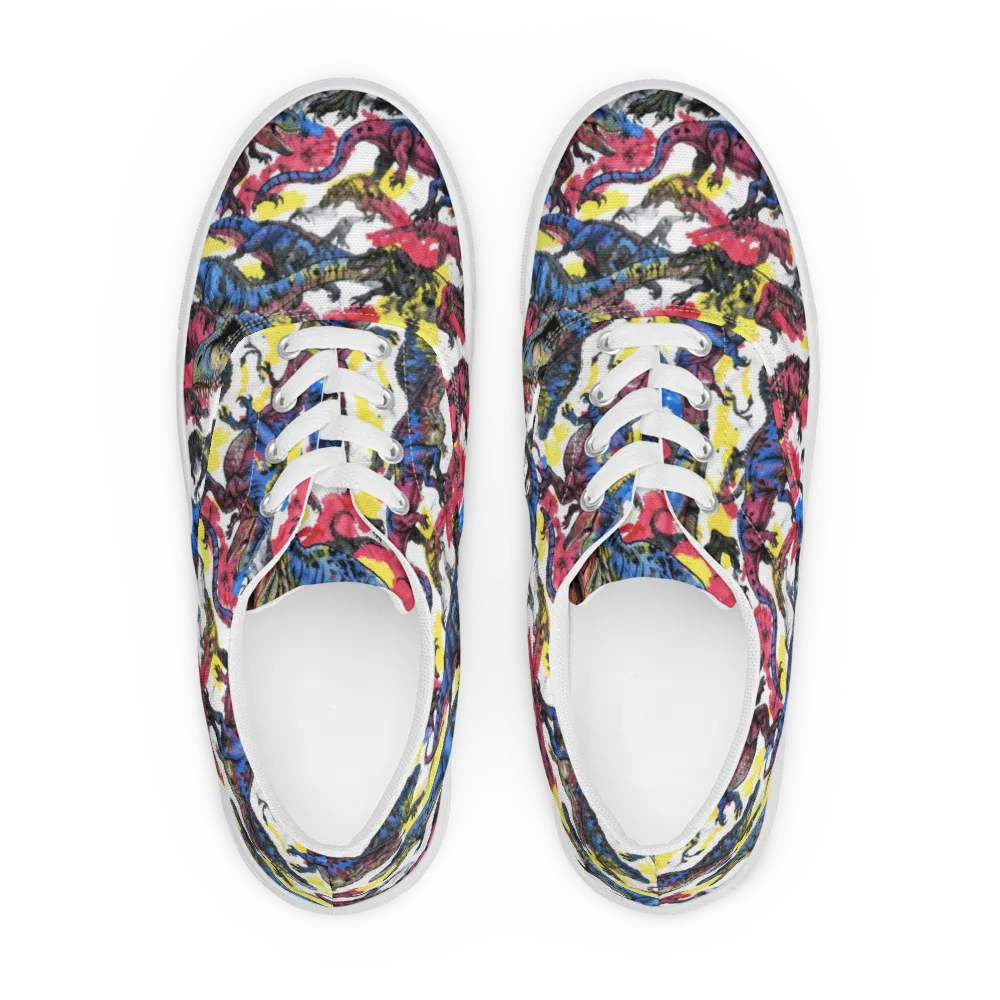 Jurassic Brushstroke on Men's Lace-Up Canvas Shoes — Front