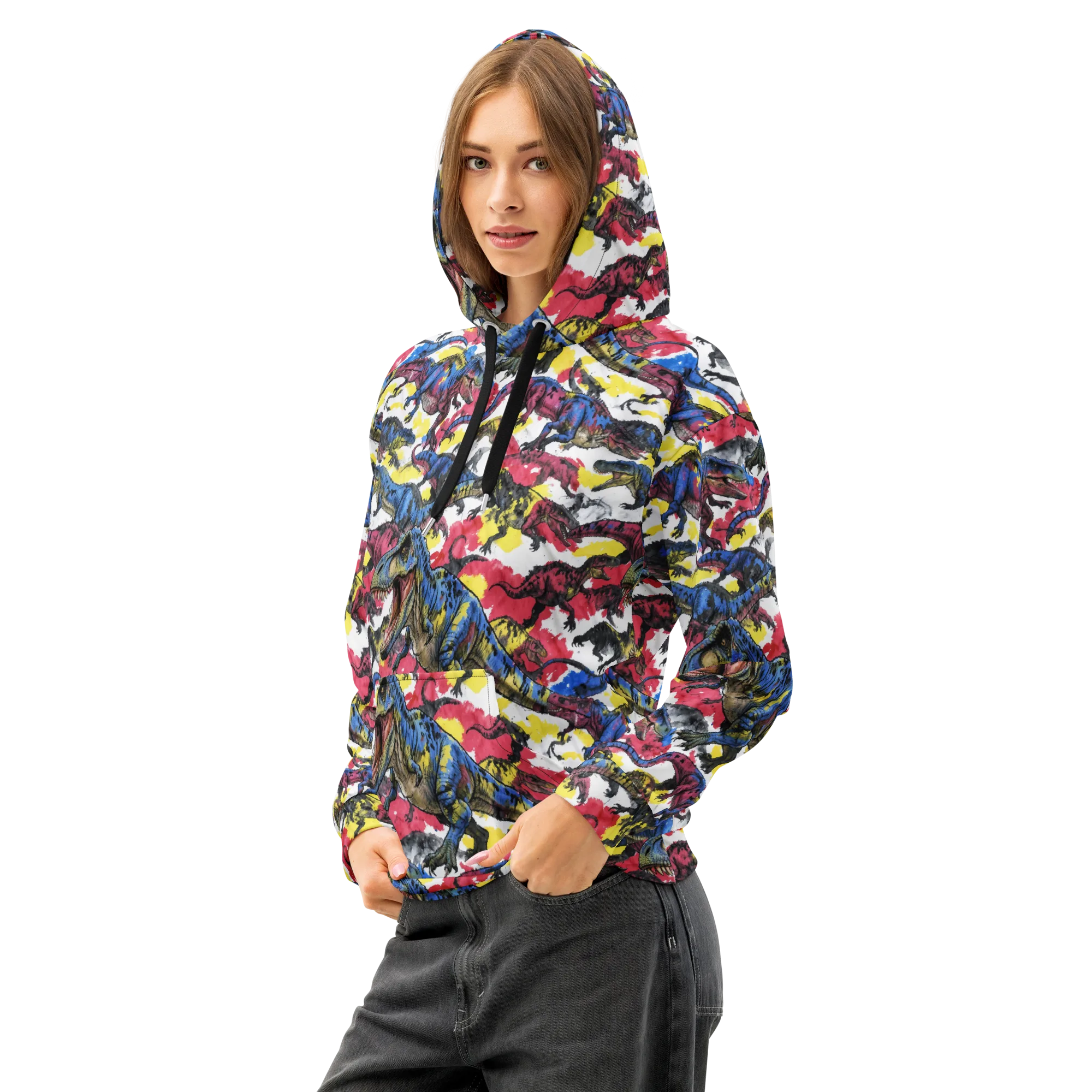 Jurassic Brushstroke on Cotton Hoodie — Left Front