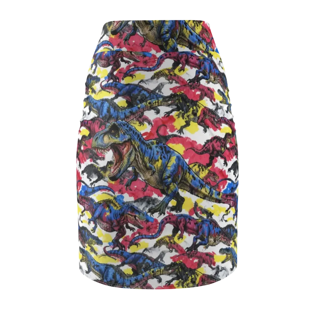Jurassic Brushstroke on Pencil Skirt — Back
