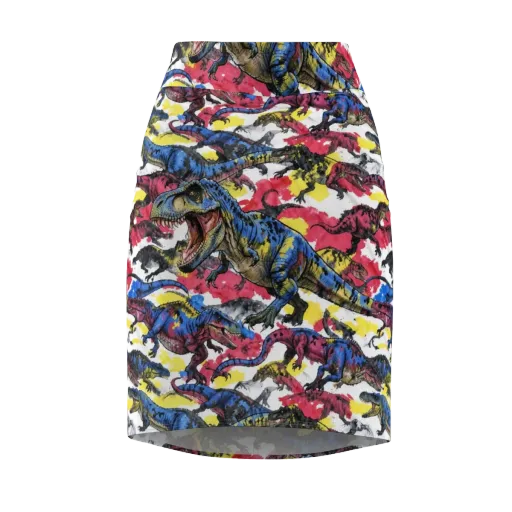 Jurassic Brushstroke on a Pencil Skirt