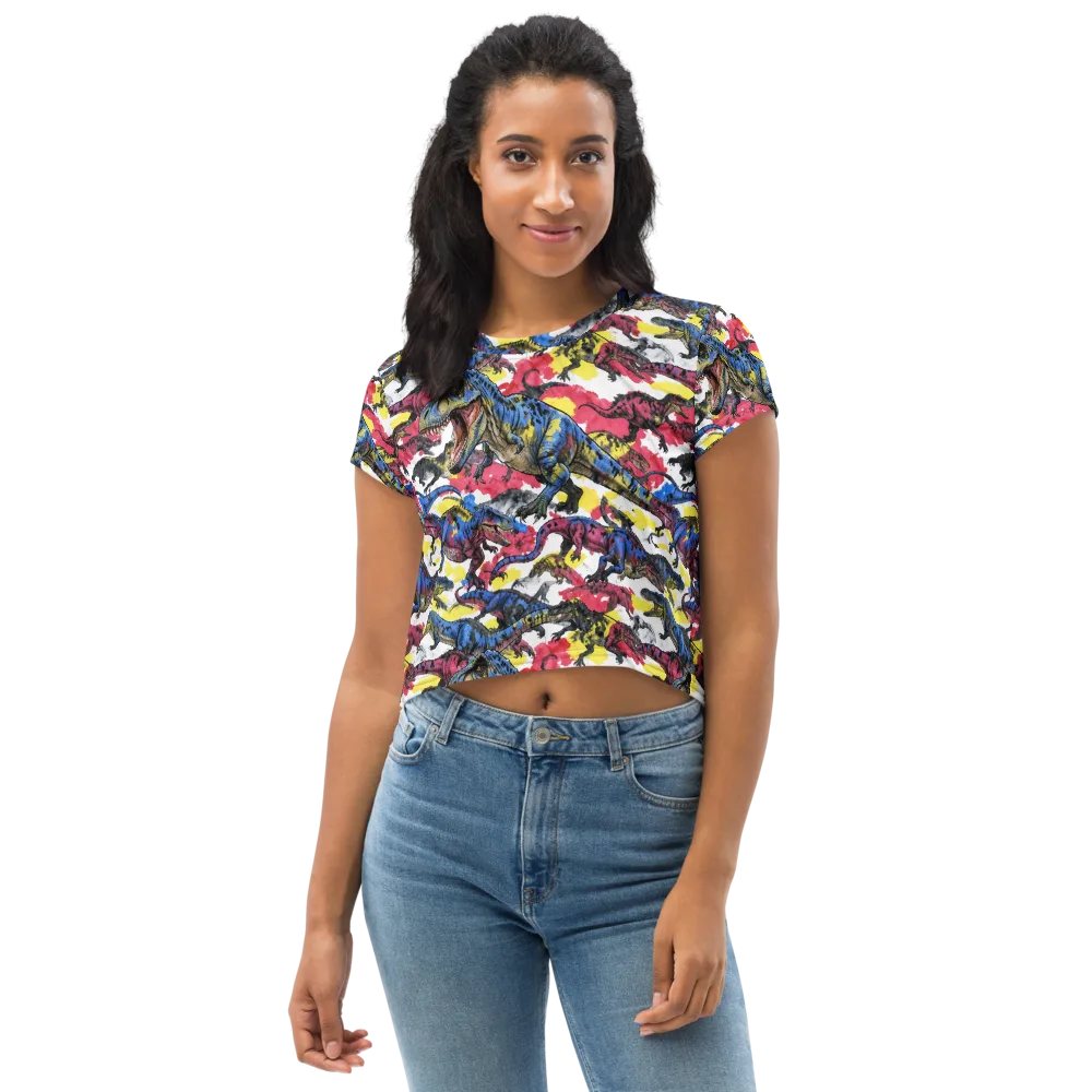 Jurassic Brushstroke on Crop Tee — Front