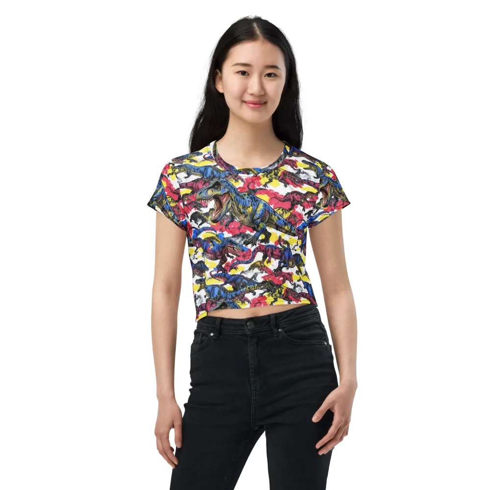 Jurassic Brushstroke on Crop Tee — Front