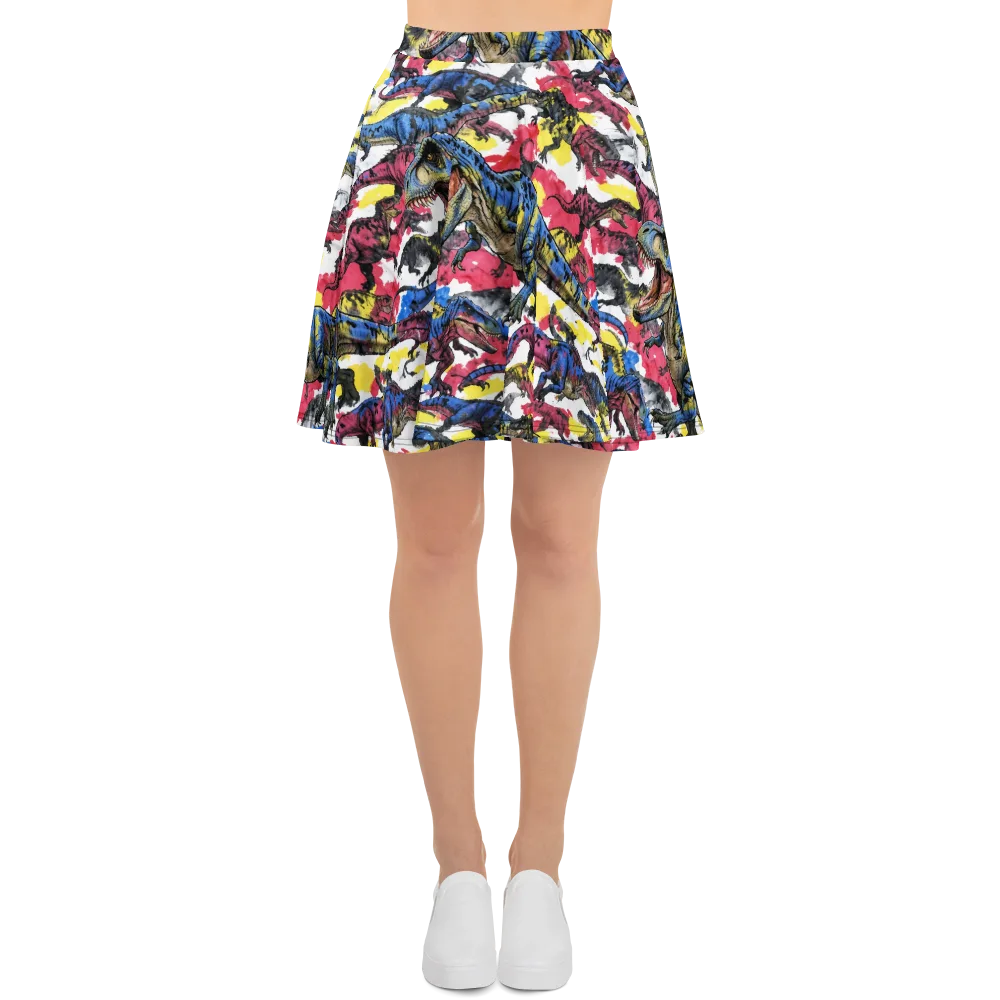 Jurassic Brushstroke on Skater Skirt — Front
