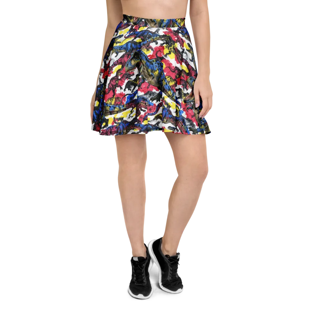 Jurassic Brushstroke on Skater Skirt — Front