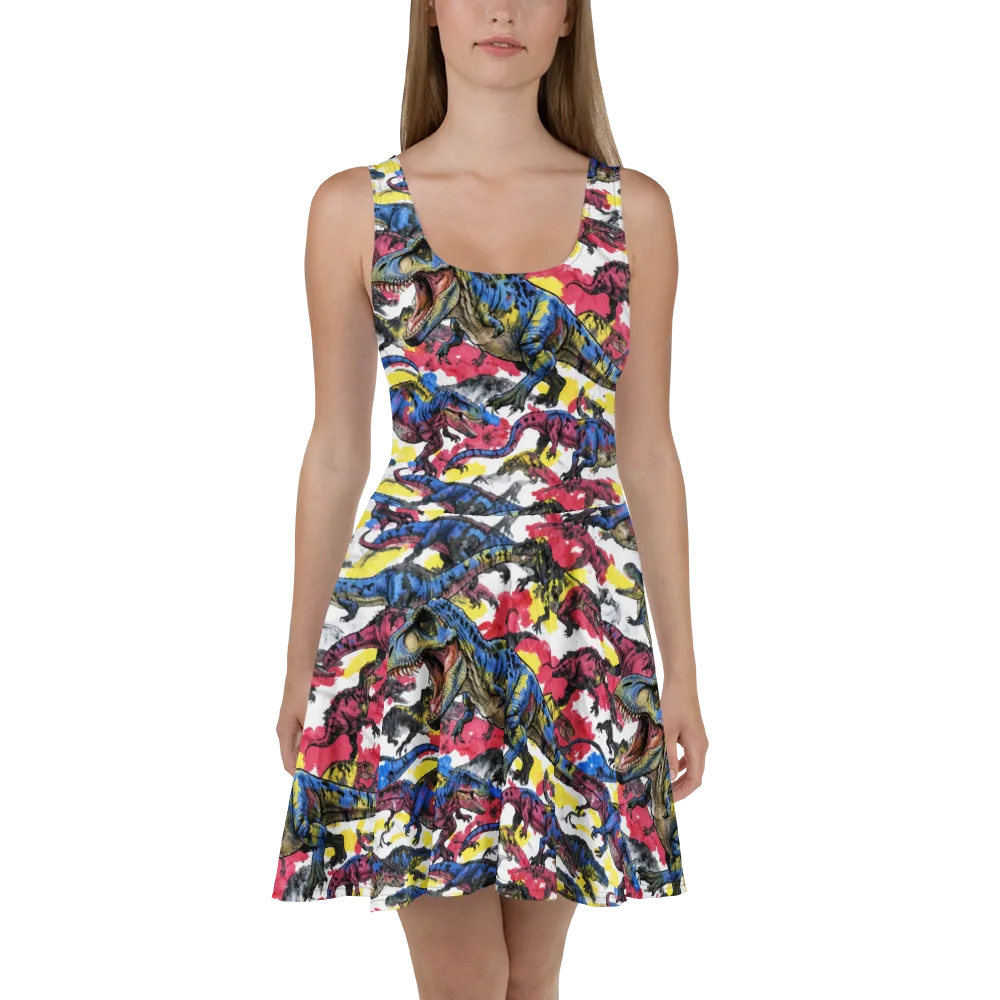 Jurassic Brushstroke on Skater Dress — Front