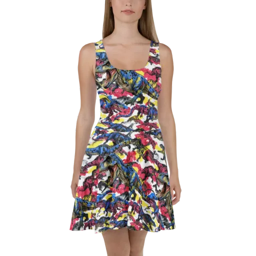 Jurassic Brushstroke on a Skater Dress