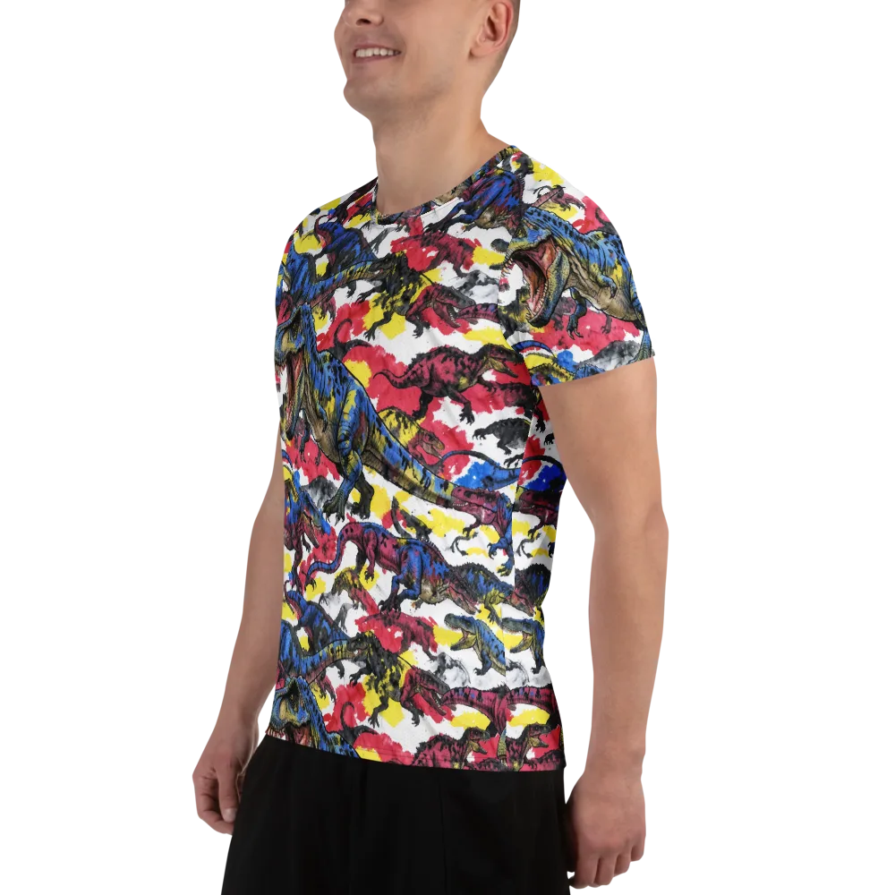 Jurassic Brushstroke on Men's Athletic T-Shirt — Left