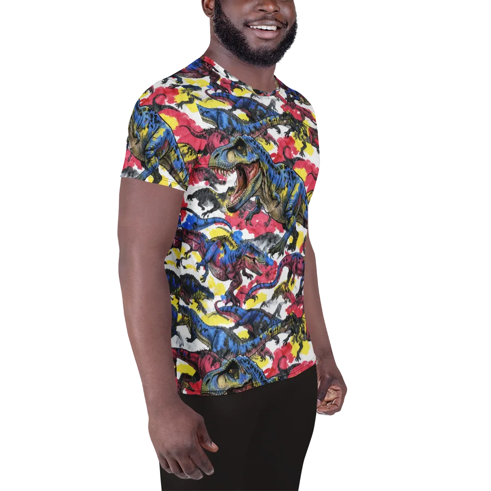 Jurassic Brushstroke on Men's Athletic T-Shirt — Right
