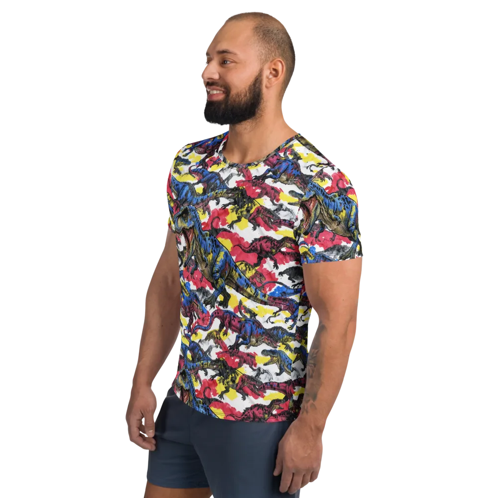Jurassic Brushstroke on Men's Athletic T-Shirt — Left