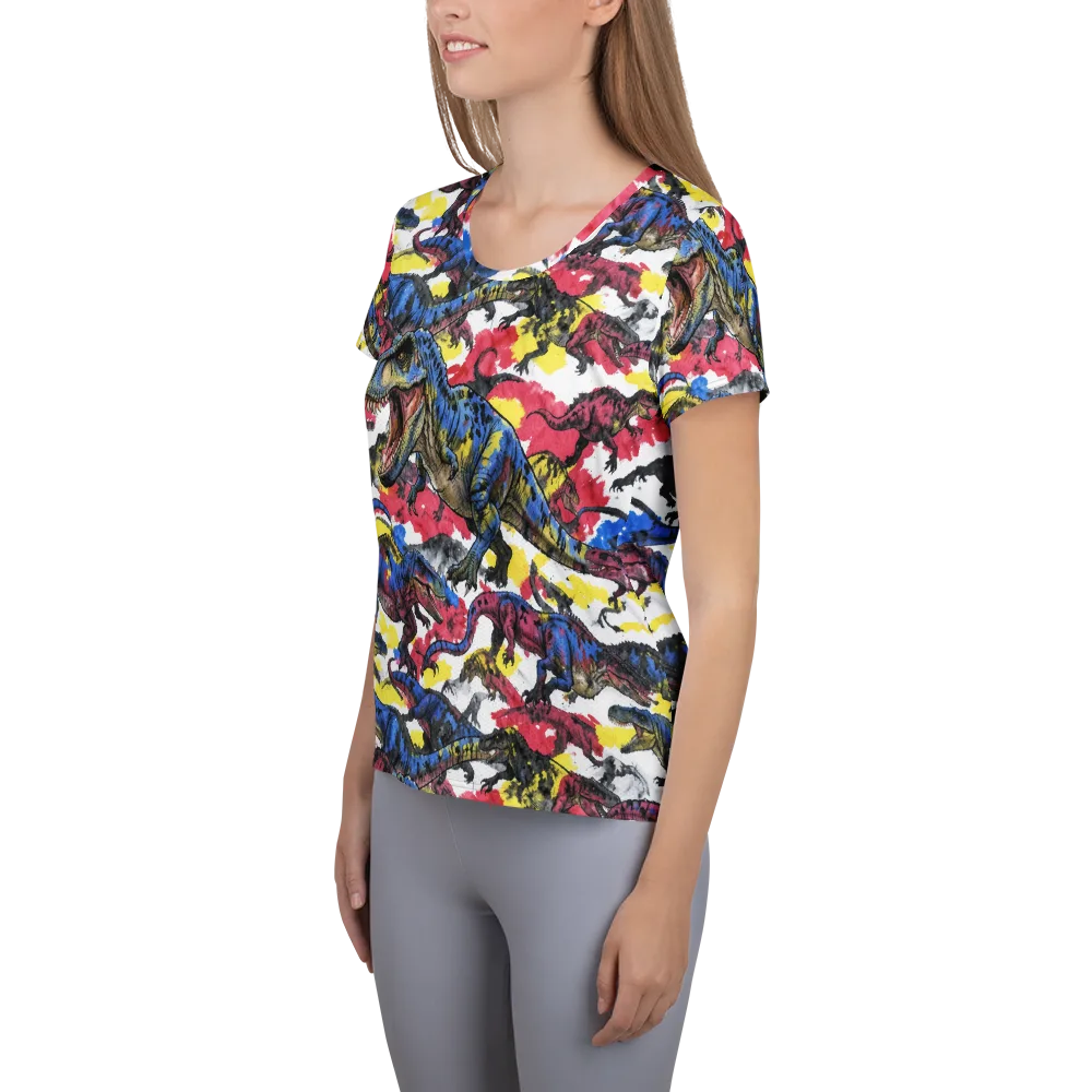 Jurassic Brushstroke on Women's Athletic T-Shirt — Left