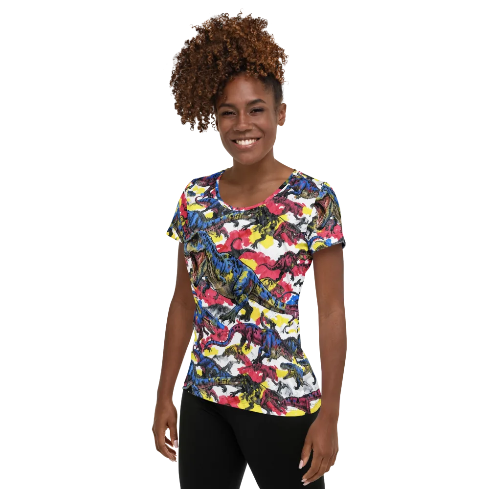 Jurassic Brushstroke on Women's Athletic T-Shirt — Left
