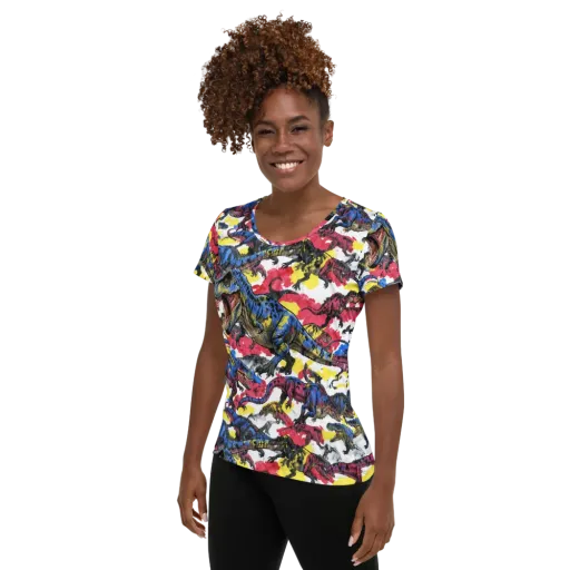 Jurassic Brushstroke on a Women's Athletic T-Shirt