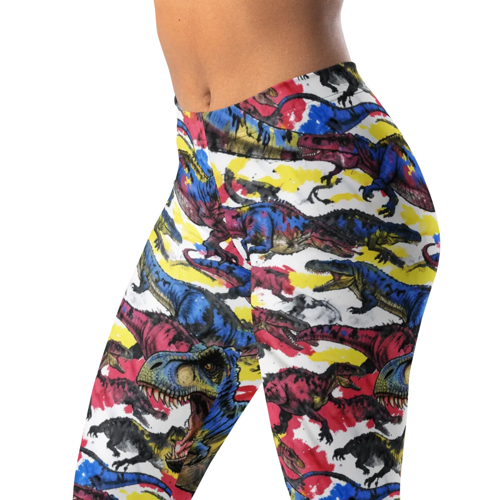 Jurassic Brushstroke on Leggings — Left Front
