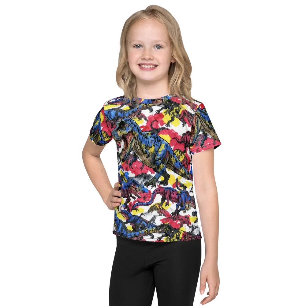 Jurassic Brushstroke on Kids Crew Neck T-Shirt — Front