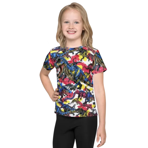 Jurassic Brushstroke on a Kids Crew Neck T-Shirt