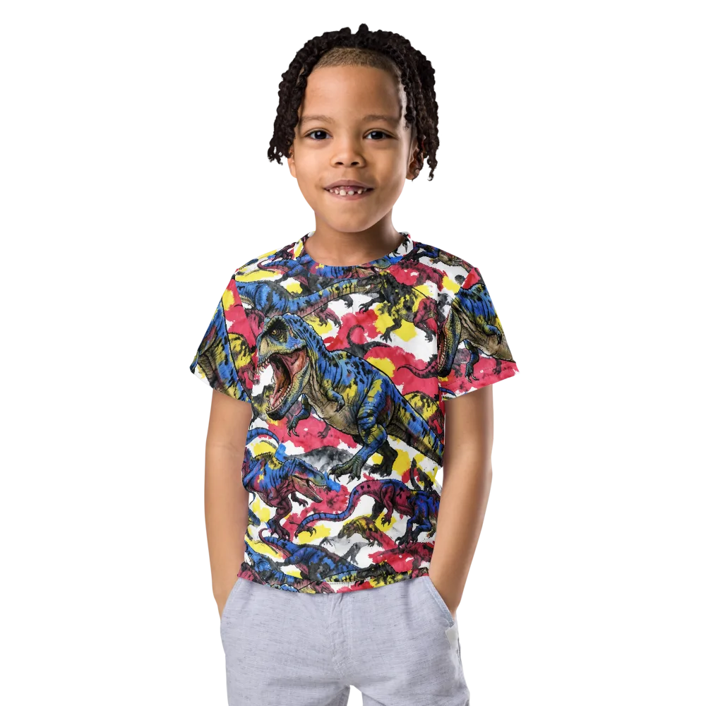 Jurassic Brushstroke on Kids Crew Neck T-Shirt — Front