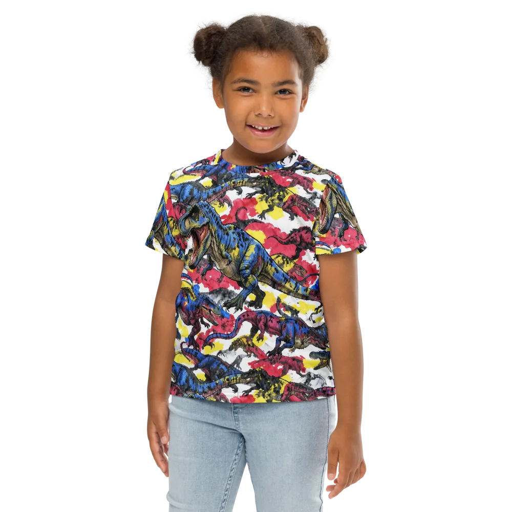 Jurassic Brushstroke on Kids Crew Neck T-Shirt — Front