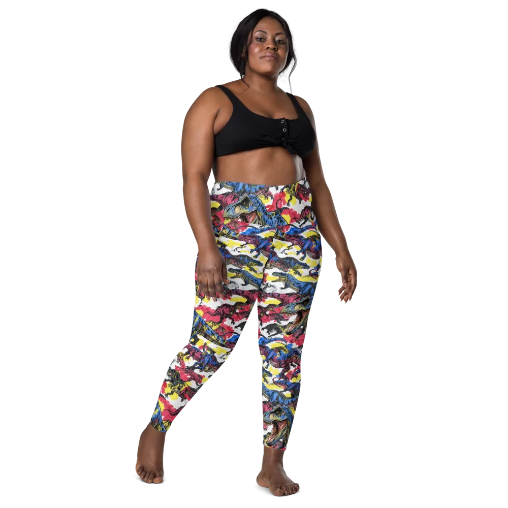 Jurassic Brushstroke on Leggings with Pockets — Front
