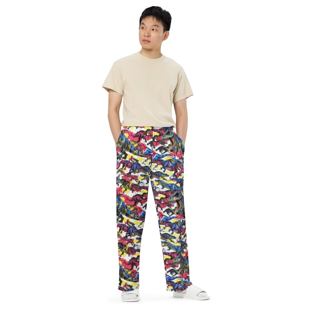 Jurassic Brushstroke on Wide-Leg Pants — Front