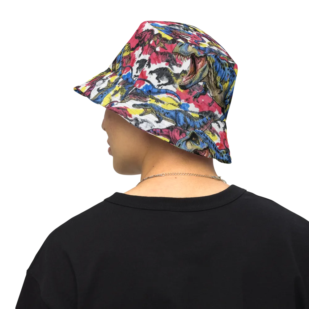 Jurassic Brushstroke on Reversible Bucket Hat — Back Inside