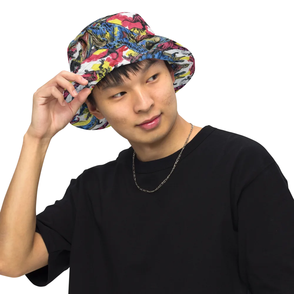 Jurassic Brushstroke on Reversible Bucket Hat — Front Inside