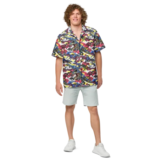 Jurassic Brushstroke on a Button Shirt
