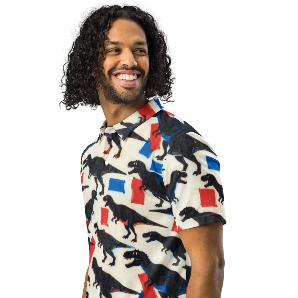 Cretaceous Blocks on Men's Slim Fit Polo Shirt — Left Front