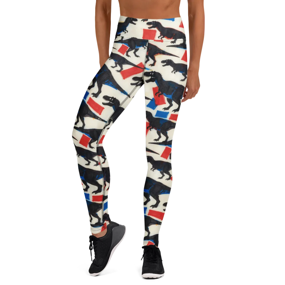 Cretaceous Blocks on Yoga Leggings — Front