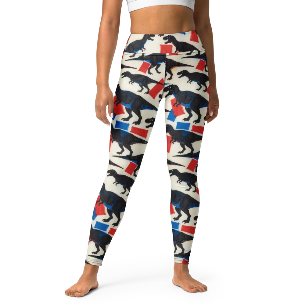 Cretaceous Blocks on Yoga Leggings — Front