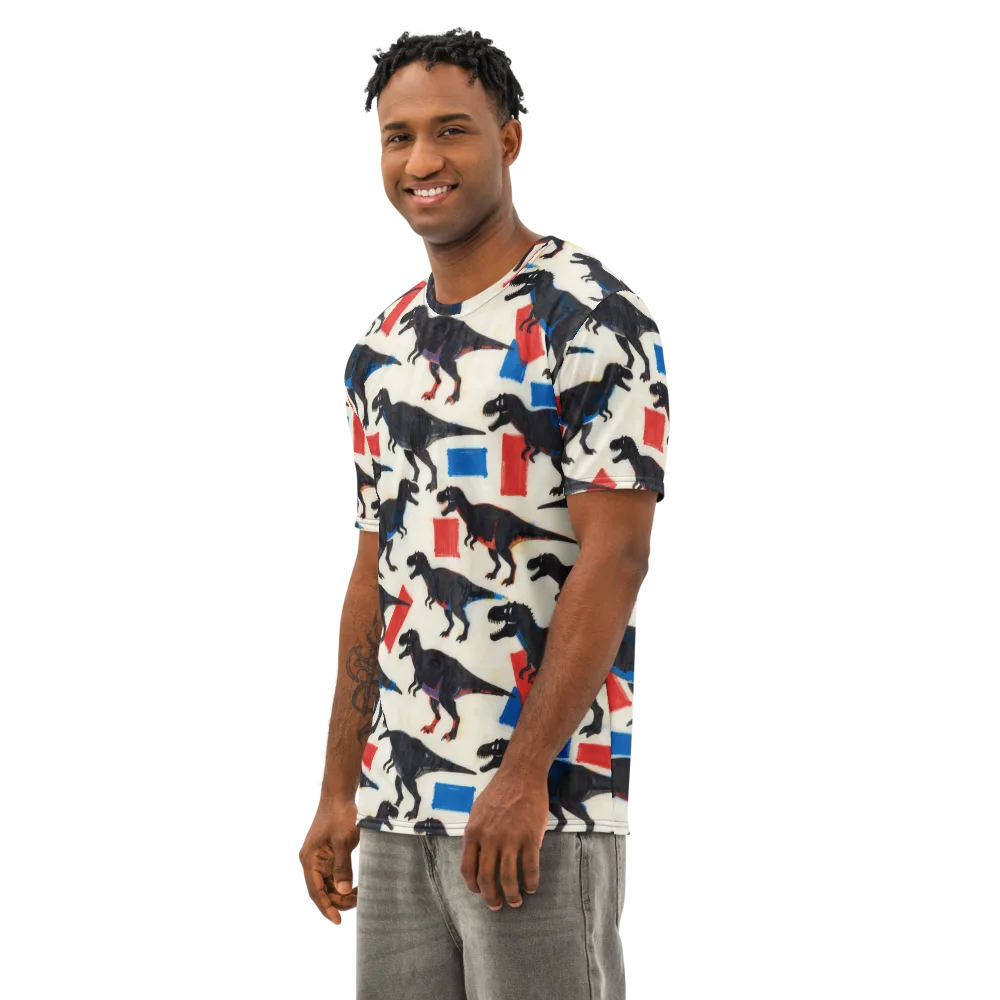 Cretaceous Blocks on Men's Cotton Crew Neck T-Shirt — Left Front