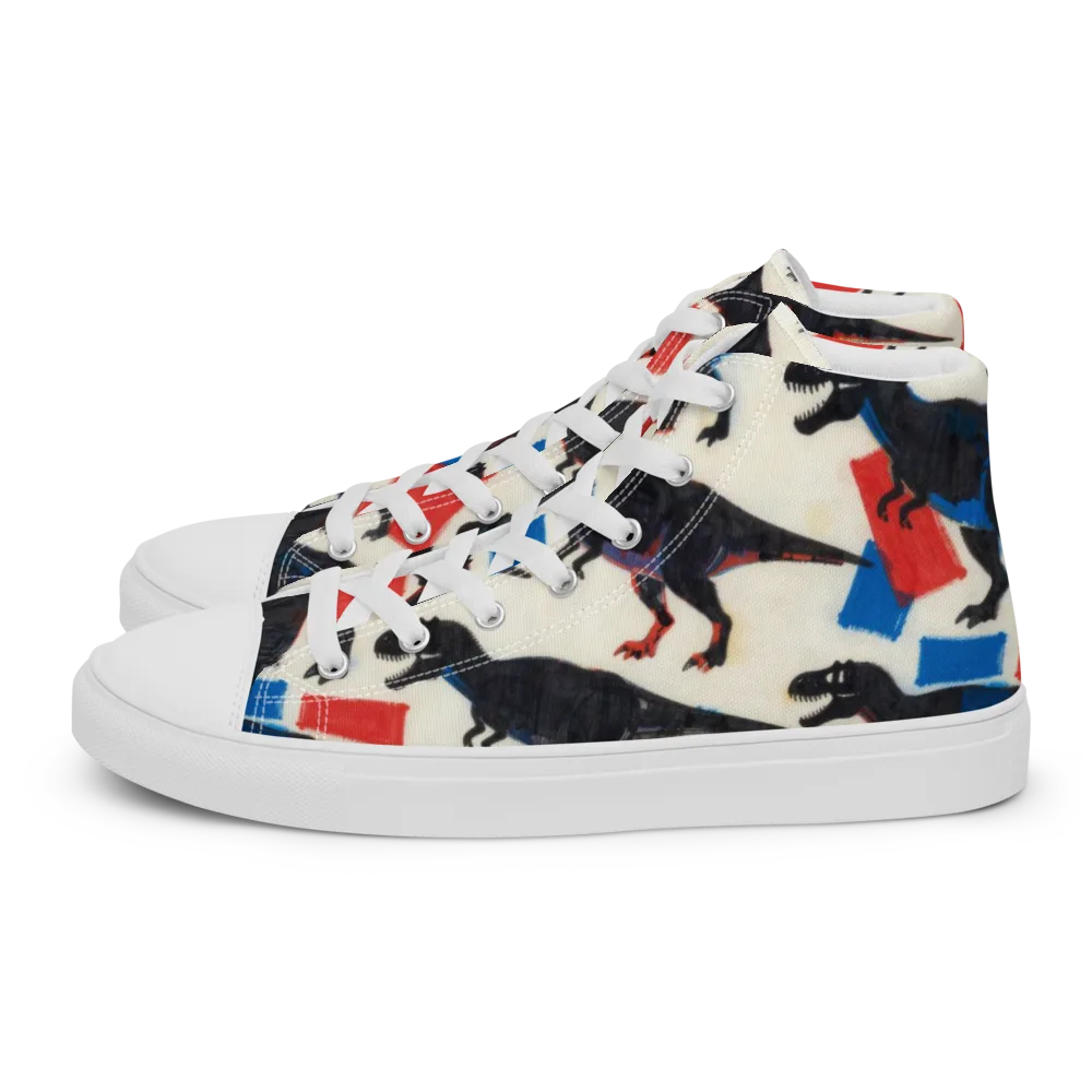 Cretaceous Blocks on Men's High Top Canvas Shoes — Left