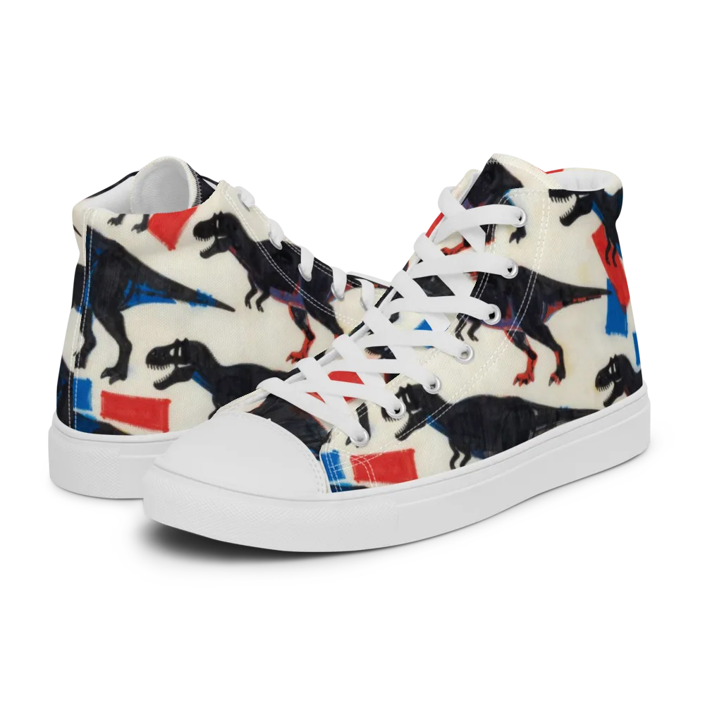 Cretaceous Blocks on Men's High Top Canvas Shoes — Left